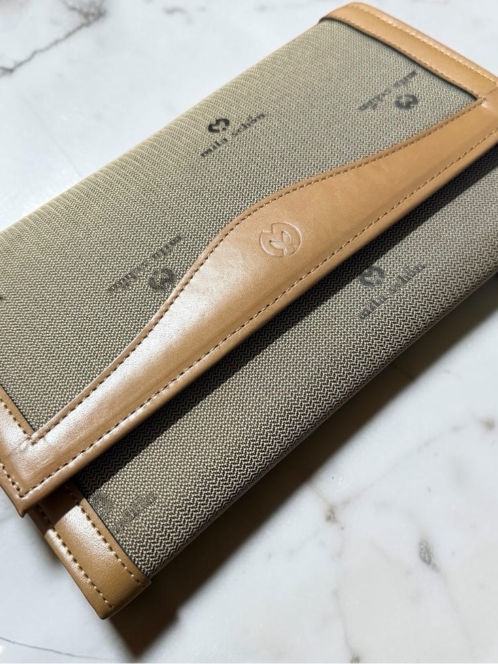 Authentic Mila Schön Long Wallet Italian Designer Wallet Tan Brown RARE Retro